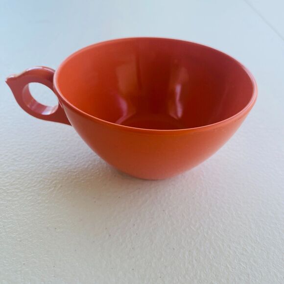 Laguna MelMac #308 Orange Set of 4 Tea Cups 3.75" dia 2" tall Vintage 60s - Picture 10 of 15
